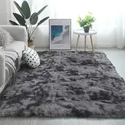 Tinyboy-hbq Fluffy Rug, Fur Area Rugs Grey Bedroom Rugs Carpet, Shaggy Anti-Skid Carpets for Living Room Bedroom Dining Room Home Decor,Fluffy Rug,Rugs for Bedroom,Bedroom(Black/Gray,120x160cm)