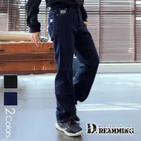 在飛比找momo購物網優惠-【Dreamming】美式彈力超手感伸縮中直筒牛仔褲(共二色