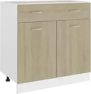 Drawer Bottom Cabinet Sonoma Oak 80x46x81.5 cm Engineered Wood,Sonoma Oak Kitchen Cabinet with Drawer and Shelves for Ample Storage Kitchen Storage