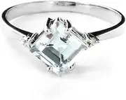 [Galaxy Gold GG] Galaxy Gold 1.77 Carat 14k Solid White Gold Ring with Natural Diamonds and Aquamarine
