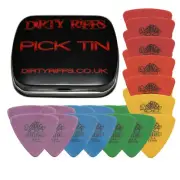 24 x Dunlop Tortex Triangle Guitar Picks / Plectrums - 4 Of Each In A Pick Tin
