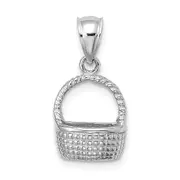 14k White Gold Flat Back Basket Charm