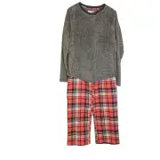 New Sonoma 2Pc Fleece Flannel Pajamas Women's Size Small, Super Soft Top