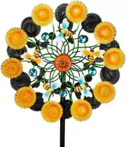 Sunflower Wind Spinner Metal Kinetic Outdoor Yard Garden Patio Lawn Decoration
