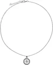 [Healeved] Compass Pendant Necklace with Rhinestones Unisex Statement Jewelry Durable Star Design Versatile for Casual Formal Wear Timeless Charm for