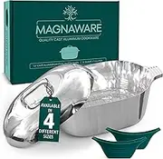 Magnaware Cast Aluminum Dutch Oven with Lid - 8 Quart Oval Lightweight Pot For Cajun Cookware, Bread Baking & More - Roaster Pan with Silicone Covers & Rack For Even Heat Distribution (13 inch)