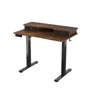 CostwayElectric Standing Desk Height Adjustable Stand Up Desk with 2 Drawers-Rustic Brown