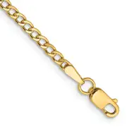14K Yellow Gold 9 inch 2.5mm Semi-Solid Curb with Lobster Clasp Anklet