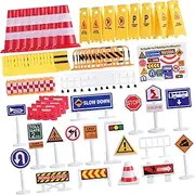 Yardwe Traffic Signs Playset Educational Set with Realistic Street Signs Traffic Light Models Accessories for Learning Traffic Knowledge Sandbox Classroom