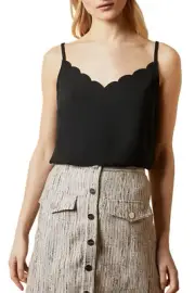 Ted Baker Womens Siina Scallopd Cami Top US 2 Ted 1 Black - NWT $65