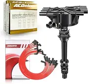MAS Ignition Distributor & 8pcs ACDelco Platinum Spark Plugs & Wires Set Compatible with GMC Yukon Cadillac Escalade Chevrolet C1500 Tahoe V8 5.7L 5.0 Replacement for GM01 12570425 DST1829 1104079