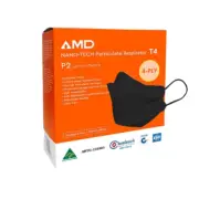 AMD Premium Nano-Tech Flatfold P2 Disposable Mask BLACK 50 Pack - Earloop