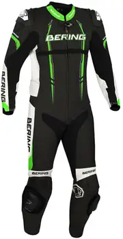 Bering Lead-R, leather suit 1pcs. , color: Black/White/Green , size: S