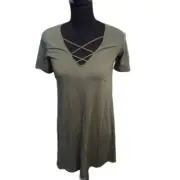 New NWT Green Criss Cross Front Dress Size 4 Top Shop Modal/Cotton Stretch