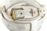 Gretsch Tooled Leather Vintage Syle Guitar Strap - White, New!