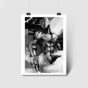 Grayfox Cyborg Ninja Frank Jaeger Grayscale Poster| Tactical High Quality Prints