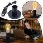 Black Metal Table Lamp Lampshade Geometric Base Living Room Light GXJ