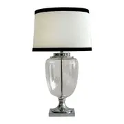 [Florabelle Living] Charlotte Glass and Nickel Lamp with White Linen Shade (Black Trim)