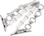 [TINEASUR] Magnetic Band 42/44/45/49mm Bamboo Beaded Crystal Stone Silver Jewelry Band