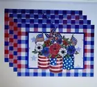 PLACEMATS- Set of 4, Red White & Blue Rectangular 16.5" x 12.6"