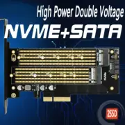 Dual M.2 SSD NVME M Key + SATA B Key to PCIe 3.0 x4 Adapter Dual Volt 3.3V + 12V