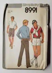 1979 Simplicity Sewing Pattern #8991 Size 36 Men's Pants in Three Lengths UNCUT