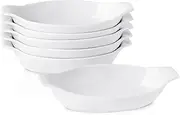 XINLTC Oval Au Gratin Baking Dishes, 11.8oz Porcelain Mini Casserole Dish, Small Individual Gratin Dishes, Single Serving Baking Dishes, Banana Split Bowls - 6pc Set - 9 x 4.6 inch