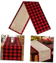 Buffalo Plaid Christmas Table Runner 14 x 72 Inch，Double Sided Red Black