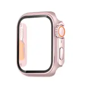 For Apple Watch Series 7,41-mm Case,Glass PC Integrated Case,Rose Gold Orange