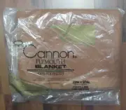 VTG NOS Cannon Plymouth Blanket 72" x 90" Light Brown ORIGINAL PACKAGING
