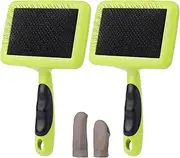 2Pcs Wool Carders, Hand Carders with Ergonomic Handle, Curved Needle Felting Brush, Slicker Brush for Wool Spinning, Pet Grooming (Cats & Dogs), Craft Projects & More