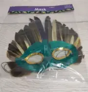 New! Molded Deluxe Mardi Gras Costume Mask Adult Size Prop Feathers Sequins