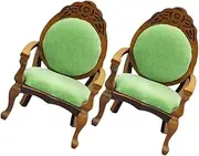 Totority 2 Pack Miniature Wooden Chairs for Dollhouse Vintage Style Smooth Surface 1:12 Scale for Boys and Girls Pretend Play Furniture