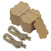 200Pcs Brown Price Tags with Twine String, 2.76 x 1.97 Inch Scalloped Gift Tags