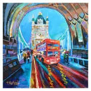 Yana Rafael "Site Seeing" Hand Signed Original Painting on Canvas with COA.