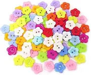 Honbay 100PCS Resin Flower Buttons - 2 Hole Plastic Decorative Buttons for Skirts, Gloves, Sweaters, Shirts, Hats, Scarves, Headbands and Craft Projects