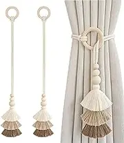 Tassels for Curtains,Soft Curtains Ties for Drapes | Window Drapery Ties Set of 2 for Living Room, Adjustable Drape Holdback Ropes