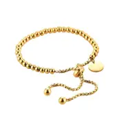 Ladies 18K Gold Plated Titanium Steel Chain Bead Ball Bracelet Cuff Gift