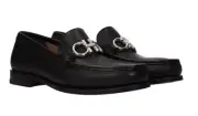 New Salvatore Ferragamo ROLO Black Leather Mens Loafers 7.5EEE Reversible Buckle