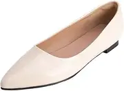 [XIEPP] Women's Solid Color and Pointed Toe Flat Heel Loafers Slip on Pumps