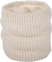 [Ipetboom] Casual Winter Scarf with Thick Fluffy Lining Plus Windproof Neck Warmer Stylish Circle Collar Scarf for Outdoor Use Beige