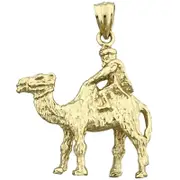 14K Gold 3D Camel with Rider Pendant