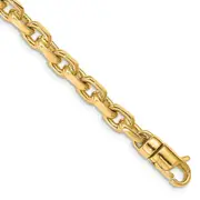 Solid 14K Yellow Gold 22 inch 5.9mm Hand Polished Fancy Link with Lobster Clasp Chain Necklace
