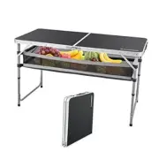 Camping Table 2 FT Folding Table Portable Picnic Table, Card Table Black