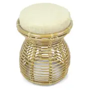 Milan Handmade Natural Rattan Wicker Ottoman Stool Vanity Bedroom, Natural