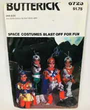 Butterick 6723 Unisex Space Costumes Child Sz S M L Sewing Pattern UC FF VTG OOP