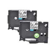 2PK Compatible with Brother P-Touch TZ-111 Black on Clear 0.23" Label Tape 6mm
