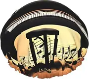 Piano Violin And Music Notes Print Various Activities Shower Cap Reusable Soft And Lightweight Bath Hair Cap Long Hair