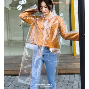 韓國時尚透明雨衣 成人徒步戶外旅行釣魚雨披 eva環保非一次性 高透柔軟時尚韓國透明雨衣