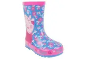 Peppa Pig Girls Flower Wellington Boots (Blue/Pink) - UTNS5015